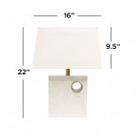 Verona Marble and Metal Table Lamp -22x9.5, White/Gold and On-Off Switch