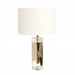 Jupiter Glass Base & Steel Body with White Shade Table Lamp,On-Off Switch