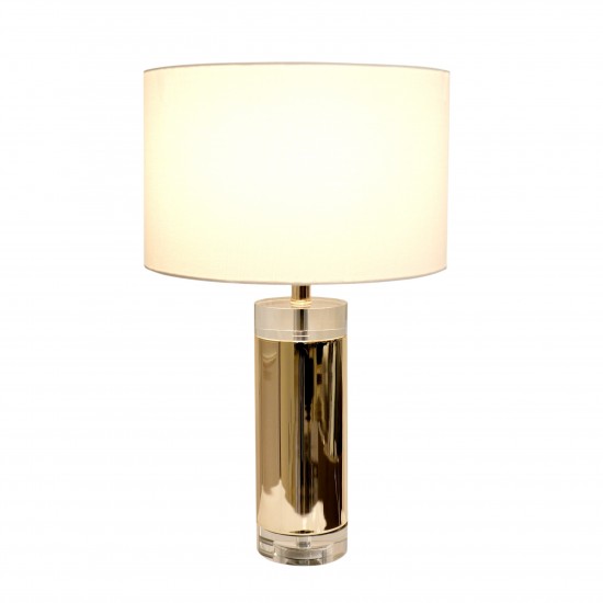 Jupiter Glass Base & Steel Body with White Shade Table Lamp,On-Off Switch