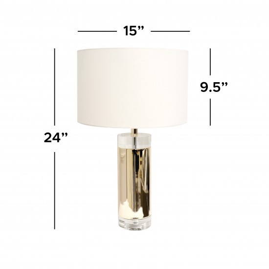 Jupiter Glass Base & Steel Body with White Shade Table Lamp,On-Off Switch