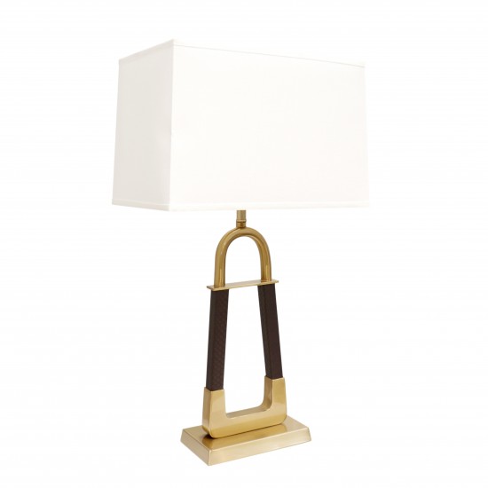 Majestic Metal Base White and Gold Table Lamp - H29" x W16" x D10, On-Off Switch