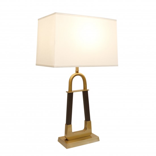 Majestic Metal Base White and Gold Table Lamp - H29" x W16" x D10, On-Off Switch