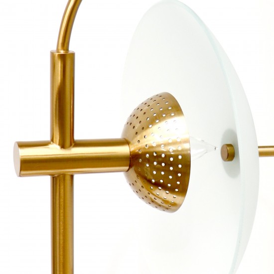 Scion Modern Round Metal Base Gold Indoor Table Lamp with LED Bulb On-Off Switch