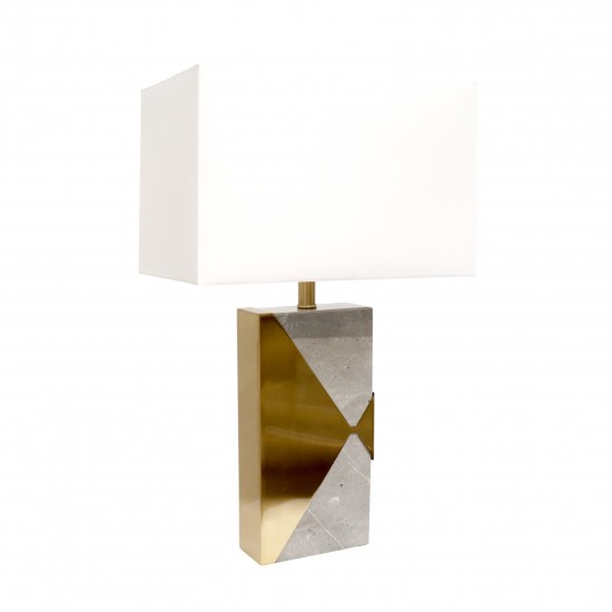 Triumph Grey Marble and Gold Metal Table Lamp - H26" x W16" x D10" On-Off Switch