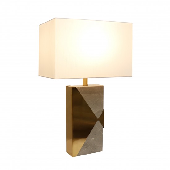 Triumph Grey Marble and Gold Metal Table Lamp - H26" x W16" x D10" On-Off Switch