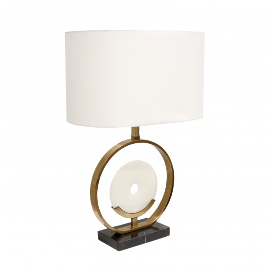 Sphere White Circular Piece of Marble and Metal Table Lamp- 25x17 On-Off Switch