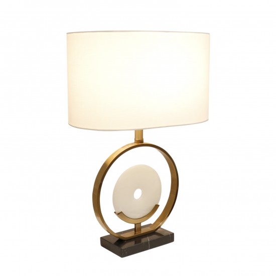 Sphere White Circular Piece of Marble and Metal Table Lamp- 25x17 On-Off Switch