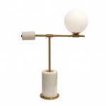 Bianca White Round Marble Body and metal Indoor Table Lamp- 26x19, On-Off Switch