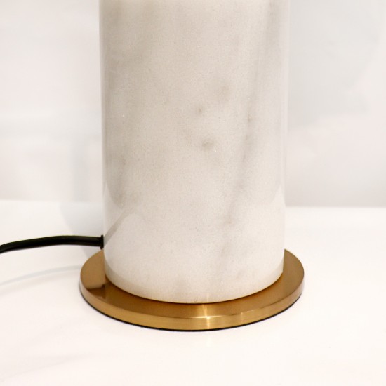 Bianca White Round Marble Body and metal Indoor Table Lamp- 26x19, On-Off Switch