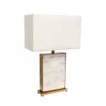 Reign White Marble and Gold Metal Body Table Lamp - H25"xW16"xD8", On-Off Switch