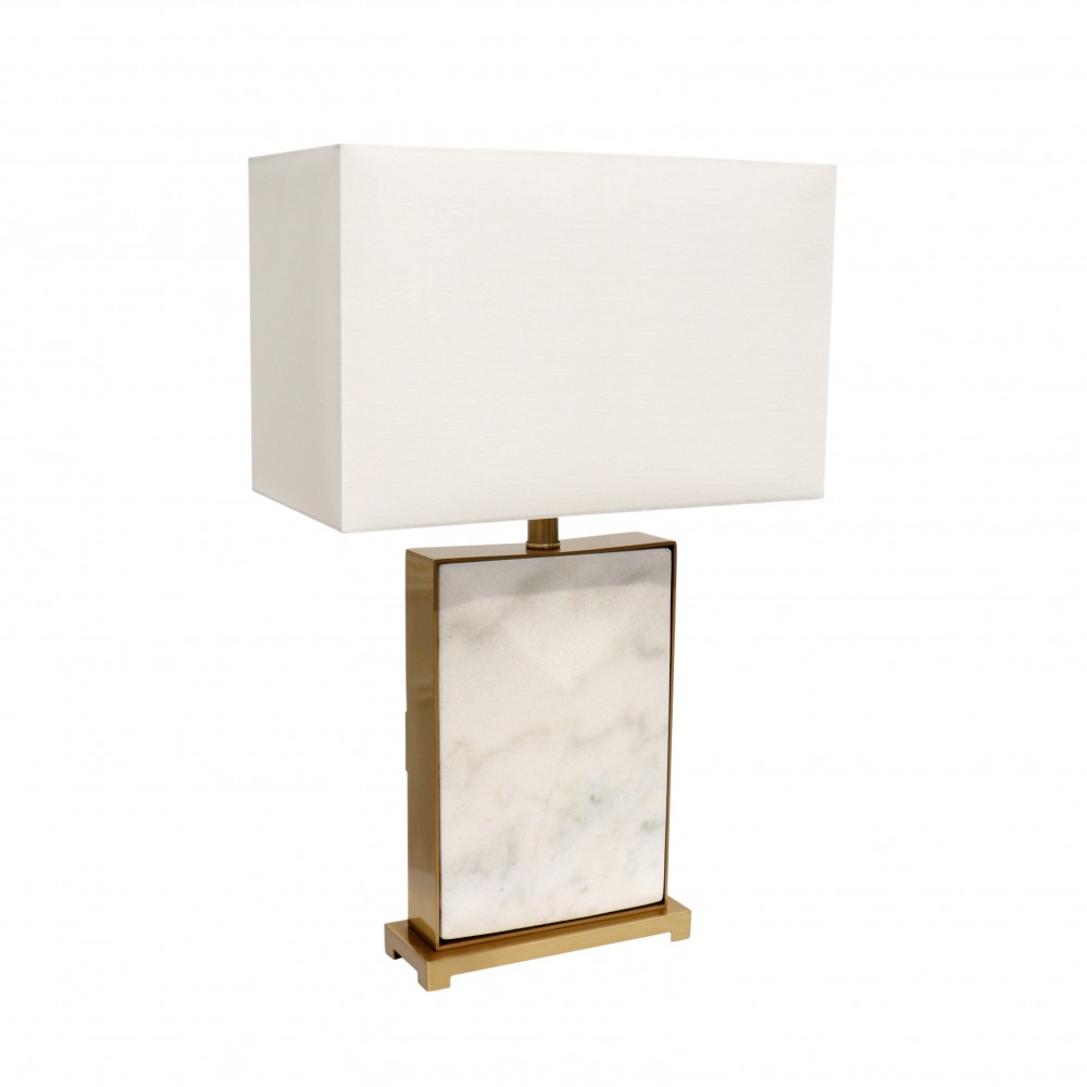 Reign White Marble and Gold Metal Body Table Lamp - H25"xW16"xD8", On-Off Switch Reign White Marble and Gold Metal Body Table Lamp - H25"xW16"xD8", On-Off Switch