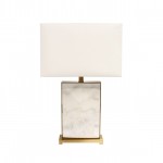 Reign White Marble and Gold Metal Body Table Lamp - H25"xW16"xD8", On-Off Switch