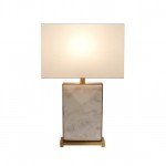 Reign White Marble and Gold Metal Body Table Lamp - H25"xW16"xD8", On-Off Switch