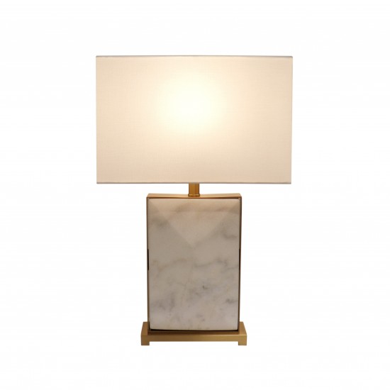 Reign White Marble and Gold Metal Body Table Lamp - H25"xW16"xD8", On-Off Switch