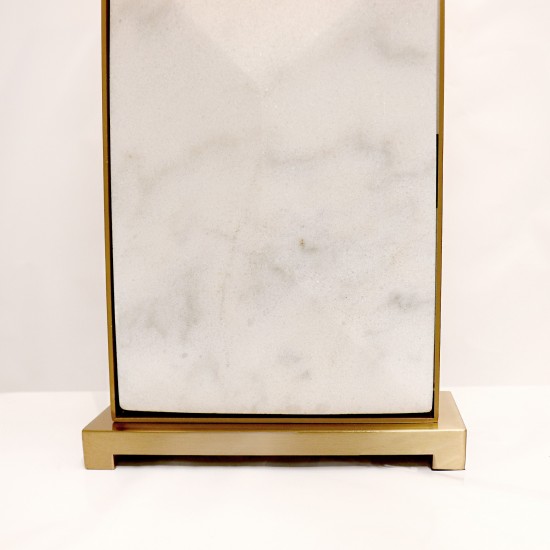 Reign White Marble and Gold Metal Body Table Lamp - H25"xW16"xD8", On-Off Switch