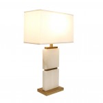 Imperial White Marble and Gold Metal Body Table Lamp - 27x16, On-Off Switch