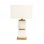 Imperial White Marble and Gold Metal Body Table Lamp - 27x16, On-Off Switch