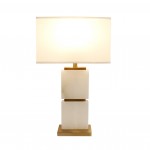 Imperial White Marble and Gold Metal Body Table Lamp - 27x16, On-Off Switch