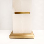 Imperial White Marble and Gold Metal Body Table Lamp - 27x16, On-Off Switch