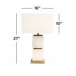 Imperial White Marble and Gold Metal Body Table Lamp - 27x16, On-Off Switch