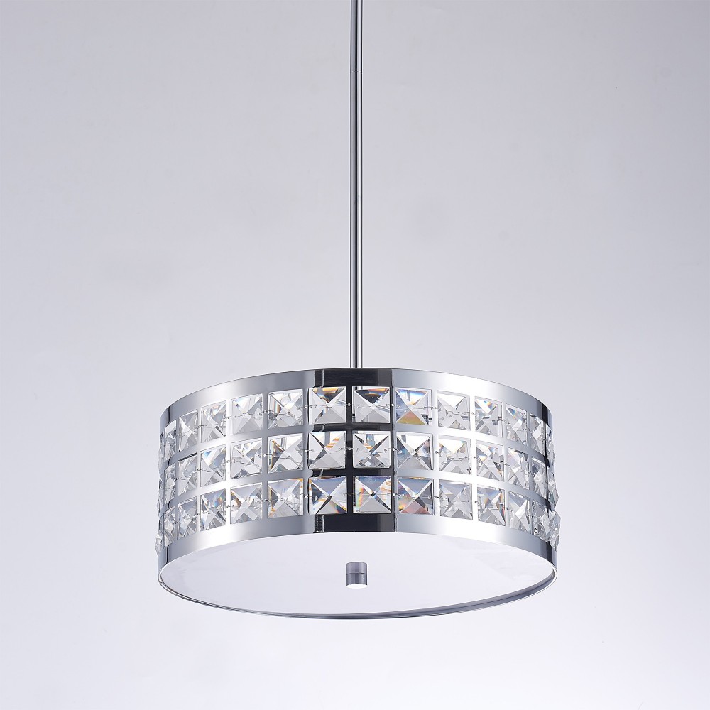 Pendant Light Hermoza Metal&cryst Metal, Crystal Chrome 1' 2" X 3' 9"