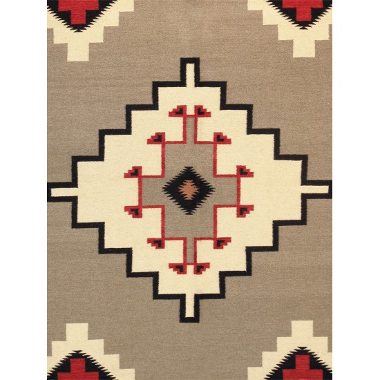 Navajo Style Hand-Woven Wool Mocha Area Rug- 9' 0" X 12' 0" PNT-199 9X12