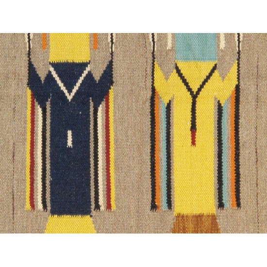 Pasargad Home Navajo Style Hand-Woven Wool Multicolor Area Rug- 3' 2" X 4'11"