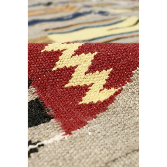 Pasargad Home Navajo Style Hand-Woven Wool Multicolor Area Rug- 3' 2" X 4'11"