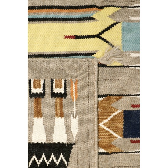 Pasargad Home Navajo Style Hand-Woven Wool Multicolor Area Rug- 3' 2" X 4'11"