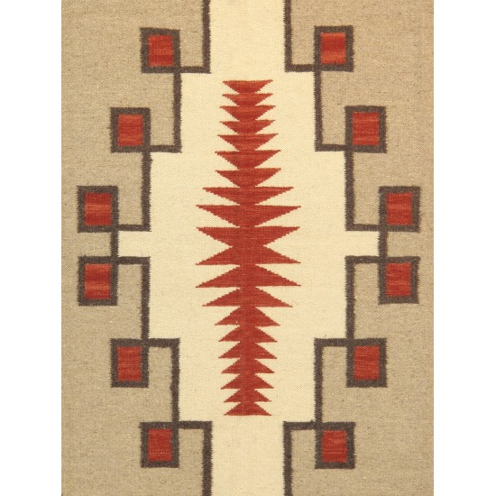 Pasargad Home Navajo Style Hand-Woven Wool Mocha Area Rug- 5' 4" X 7' 0"