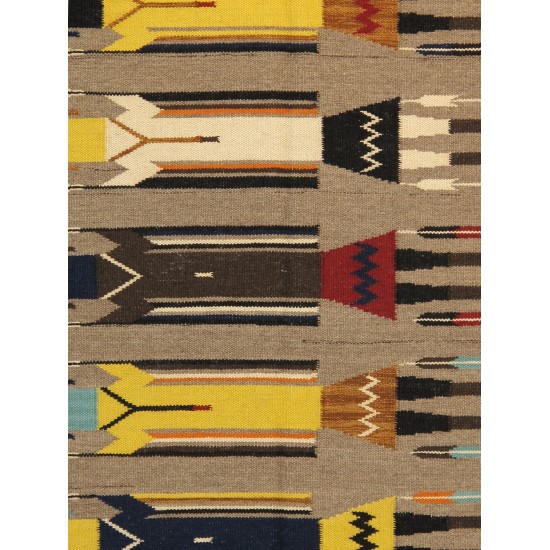 Pasargad Home Navajo Style Hand-Woven Wool Multicolor Area Rug- 4' 2" X 7'10"