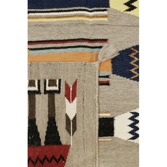 Pasargad Home Navajo Style Hand-Woven Wool Multicolor Area Rug- 4' 2" X 7'10"