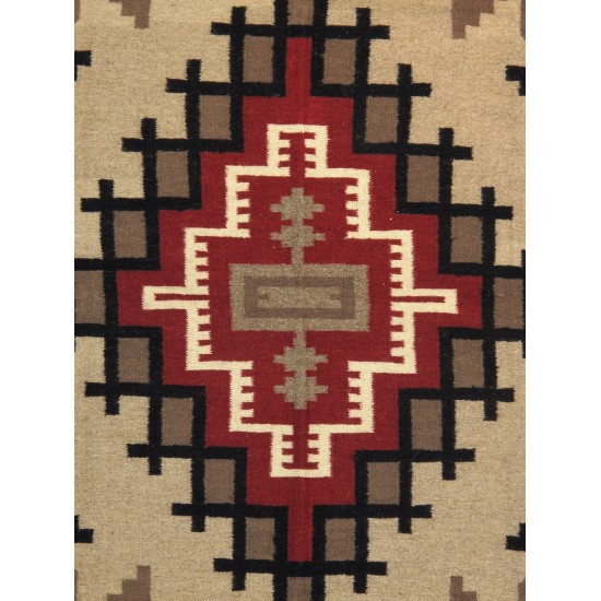 Pasargad Home Navajo Style Hand-Woven Wool Mocha Area Rug- 5' 2" X 7' 0"