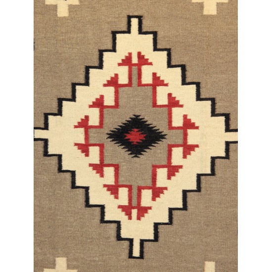 Pasargad Home Navajo Style Hand-Woven Wool Mocha Area Rug- 6' 0" X 8'10"