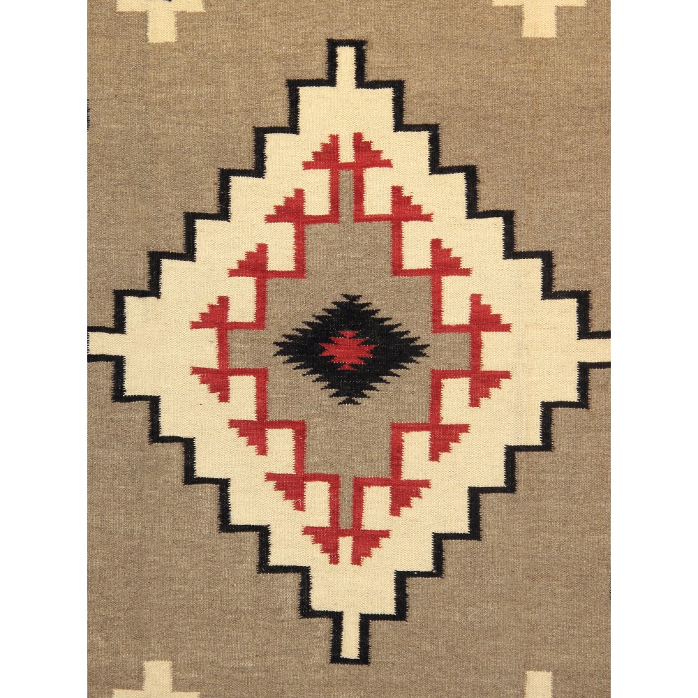 Pasargad Home Navajo Style Hand-Woven Wool Mocha Area Rug- 6' 0" X 8'10"