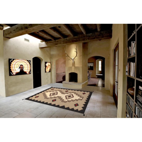 Pasargad Home Navajo Style Hand-Woven Wool Mocha Area Rug- 8'11" X 11'11"