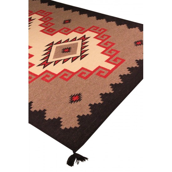 Navajo Style Hand-Woven Wool Mocha Area Rug- 9' 0" X 12' 0" PNT-214 9X12