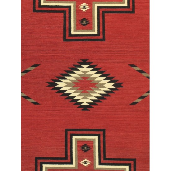 Pasargad Home Navajo Style Hand-Woven Wool Red Area Rug- 8' 1" X 9'10"