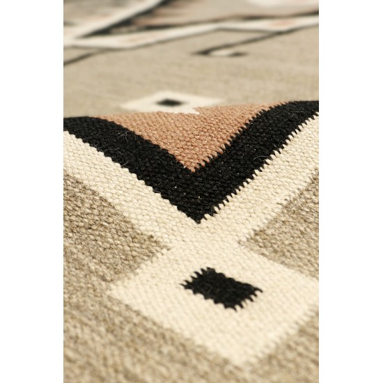 Pasargad Home Navajo Style Hand-Woven Wool Mocha Area Rug- 8' 9" X 11'11"