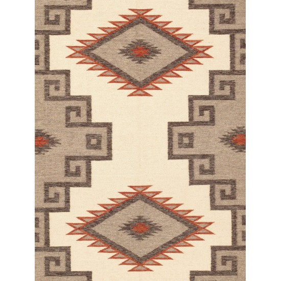 Pasargad Home Navajo Style Hand-Woven Wool L. Brown Area Rug- 8' 8" X 12' 0"