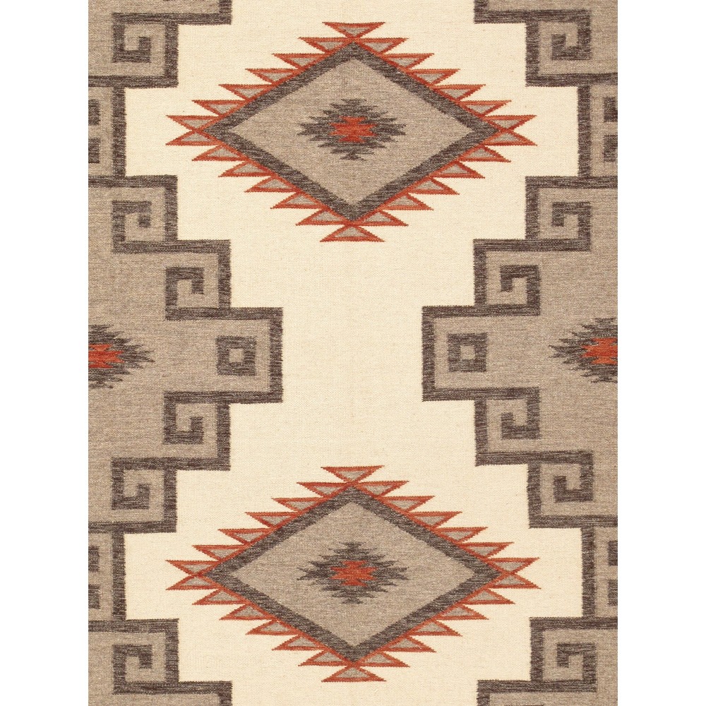 Pasargad Home Navajo Style Hand-Woven Wool L. Brown Area Rug- 8' 8" X 12' 0"