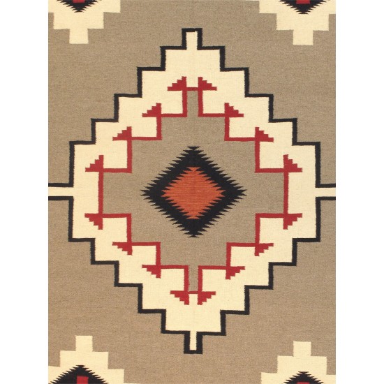 Pasargad Home Navajo Style Hand-Woven Wool Mocha Area Rug-10' 1" X 13' 7"