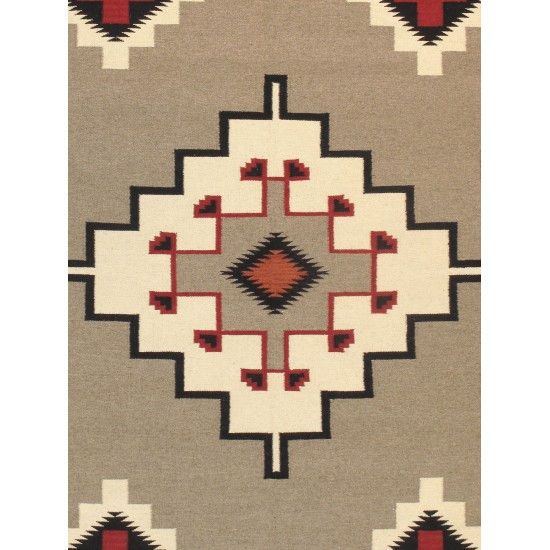 Pasargad Home Navajo Style Hand-Woven Wool Mocha Area Rug-10' 0" X 13' 7"