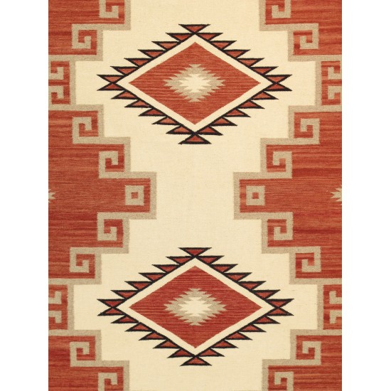 Pasargad Home Navajo Style Hand-Woven Wool Rust Area Rug- 8' 1" X 10' 0"