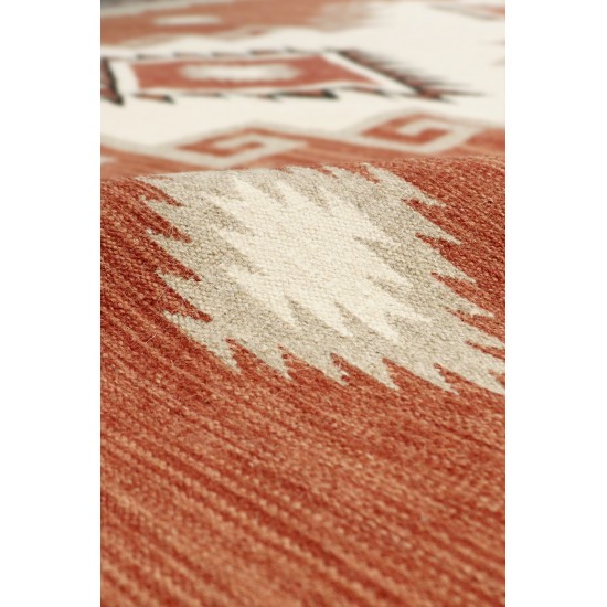 Pasargad Home Navajo Style Hand-Woven Wool Rust Area Rug- 8' 1" X 10' 0"