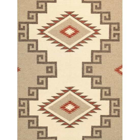 Pasargad Home Navajo Style Hand-Woven Wool Ivory Area Rug- 8' 0" X 10' 0"