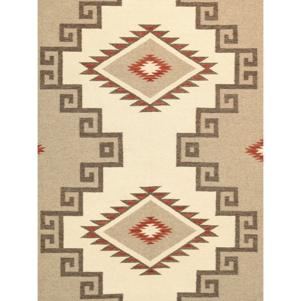 Pasargad Home Navajo Style Hand-Woven Wool Ivory Area Rug- 8' 0" X 10' 0"