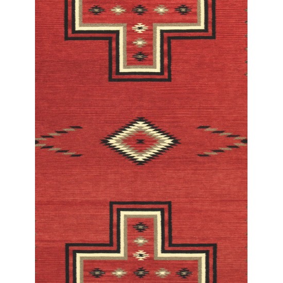 Pasargad Home Navajo Style Hand-Woven Wool Red Area Rug- 8' 3" X 10' 0"