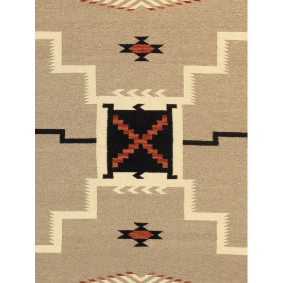 Pasargad Home Navajo Style Hand-Woven Wool Mocha Area Rug- 8' 2" X 10' 0"