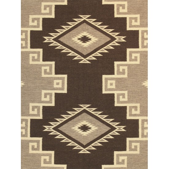 Pasargad Home Navajo Style Hand-Woven Wool Brown Area Rug- 8' 0" X 9'10"